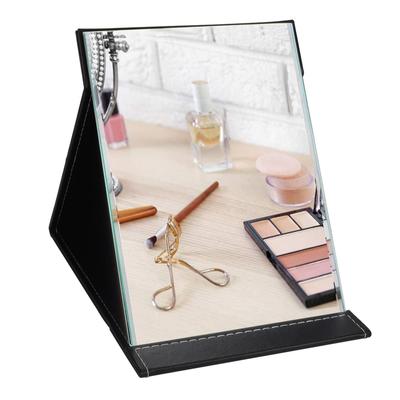 GIFT GARDEN Makeup Mirror Tabletop Folding Mirror Compact Mirror PU Leather Lightweight Portable Convenient 24x18cm Size Black