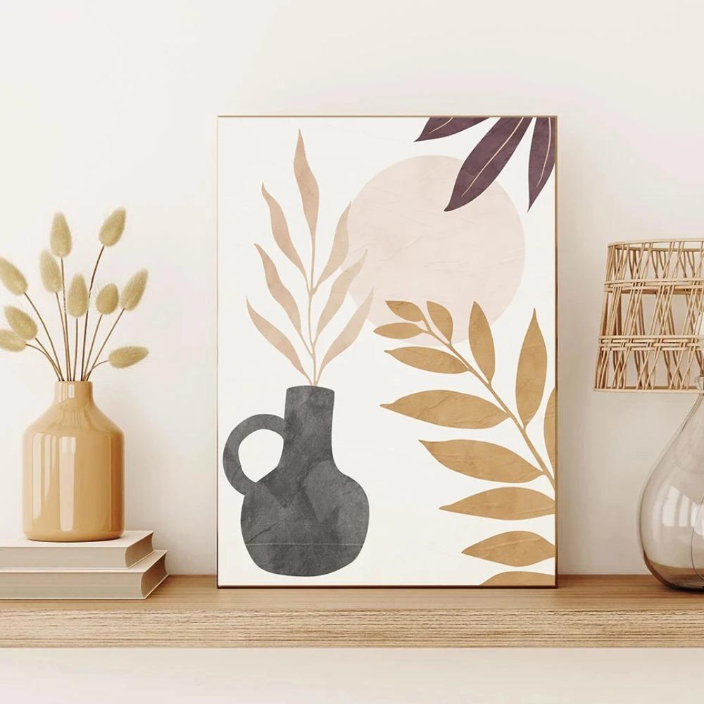 Abstract Flowers Botanical Posters Boho Line Neutral Flower Vase Prints Canvas Painting Girly Wall Art Pictures Home Room Decor