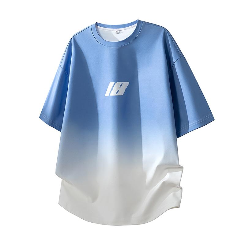 

Men s Casual Handsome Short-sleeved T-shirt Gradient Color M синій