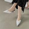 Eilyken Spring Elegant Pleated Women Slipper Sexy Pointed Toe Thin Low Heels Slingback Mules Shoes