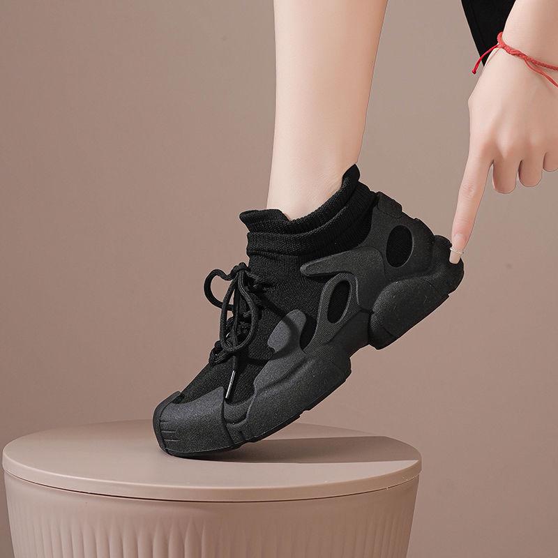 

Children s Breathable Black Mesh Flyknit Shoes - Soft Sole, Anti-Slip, Versatile for Casual Sports 35 Women