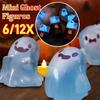 6/12pcs Halloween Luminous Mini Resin Cute Ghost Figurines Halloween Party Favors Cartoon Resin Desktop Ornament Glow In Dark