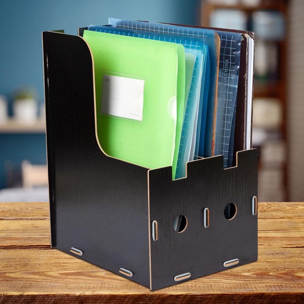 Magazine Book File Stand   File Sorter   Desk Storage Box  Black