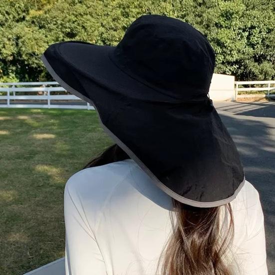 Fisherman Hat Wide Brim Shawl Design Big Head Circumference Quick-Drying Hat Extra Large Brim Neck Shawl Sun Protection Hat