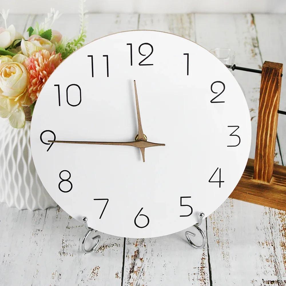 10inch Nordic Style Silent White Wooded Wall Clock Time Accuracy Minimalism Wall Decoration Clock for Living Room Bedroom