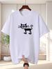 Hand Drawn Line Cat Print Unisex Short Sleeve Tshirt Simple Stick Kitty O Neck Tee Minimal Pet Fan Casual Male Street Fashion Tops