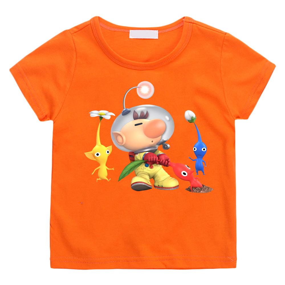 Pikmin GAME Anime Print Casual T-shirts Kids High Quality 100%Cotton Tees Boys Girls Tops Children Intellectual Fun Cartoon Tshirts Summer Clothes