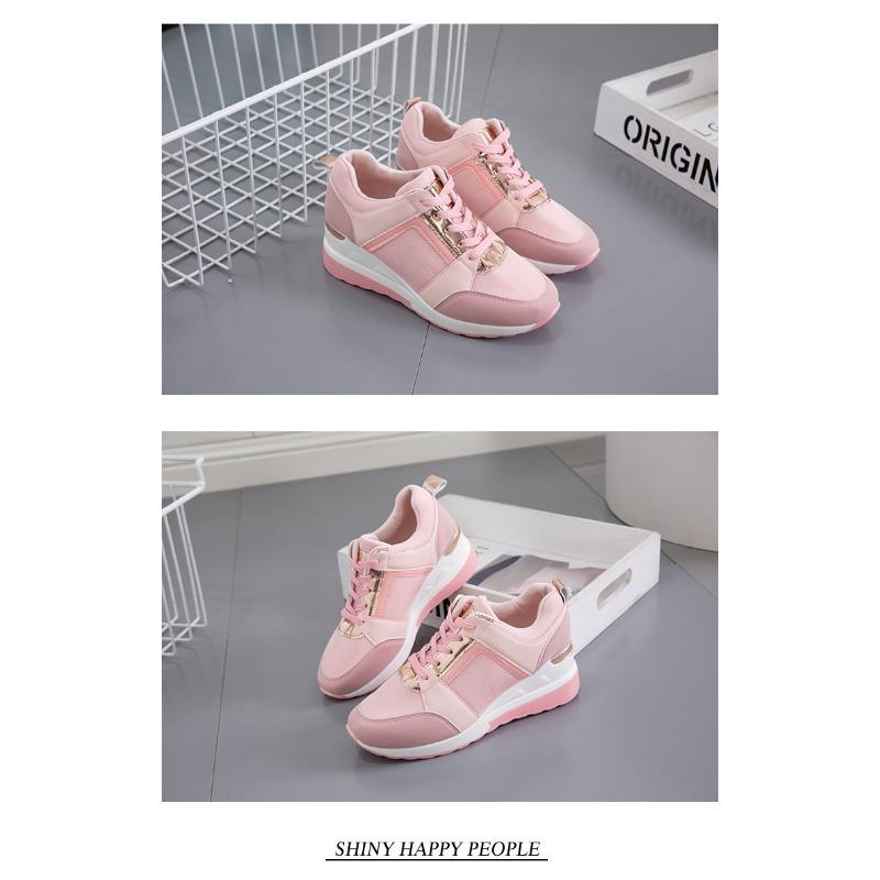 New Women's Sportswear Shoes Platform Wedge Heel Large Size Lace-Up Breathable Women's Sneakers