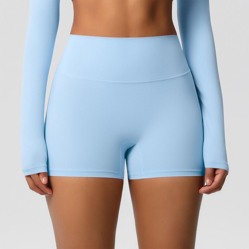 Women's Fashion Color High Waist Tight Hip Lifting Yoga Shorts Running Fitness Three Part Pants