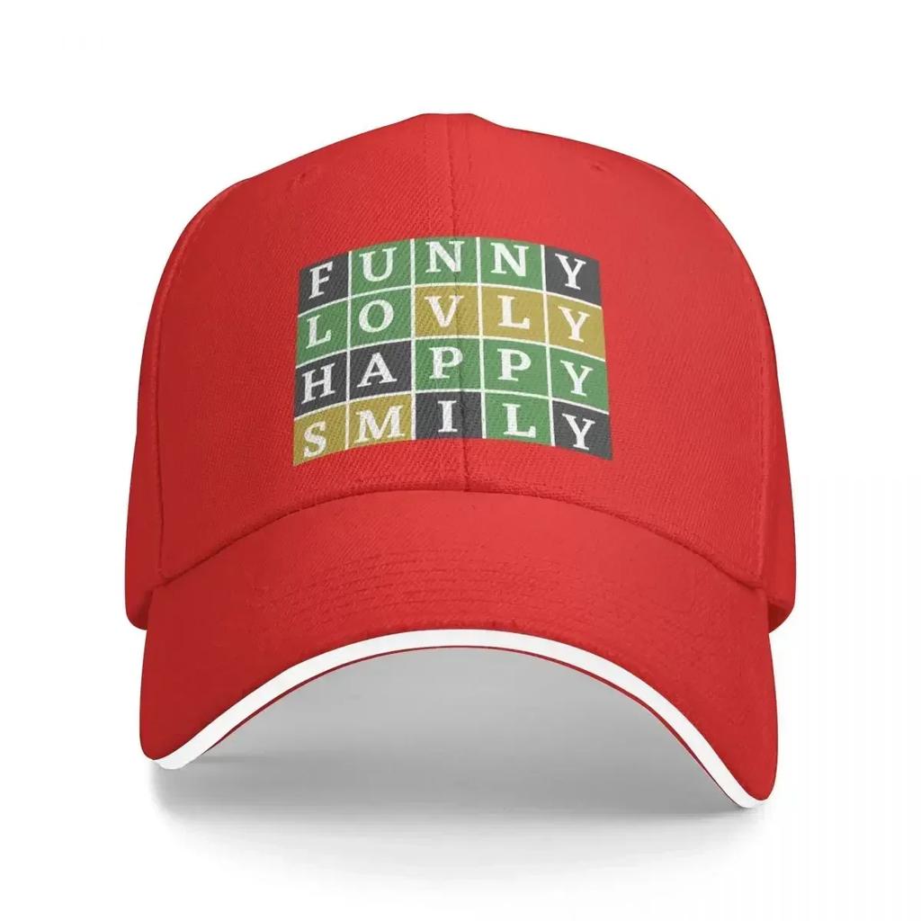 Learn happiness through Wordle Puzzle Game -Enjoy, Lovly, Happy, Smily Baseball Cap Sports Cap For Girls Men's
