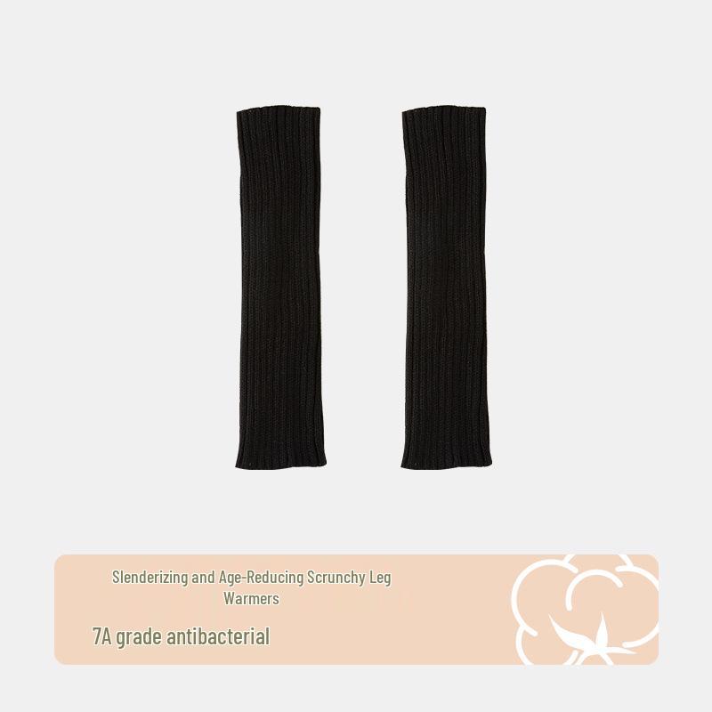 Gray Women's Slouchy Knit Leg Warmers, Spring & Autumn Style Long Socks, Y2K Calf Socks for Mary Jane Shoes.