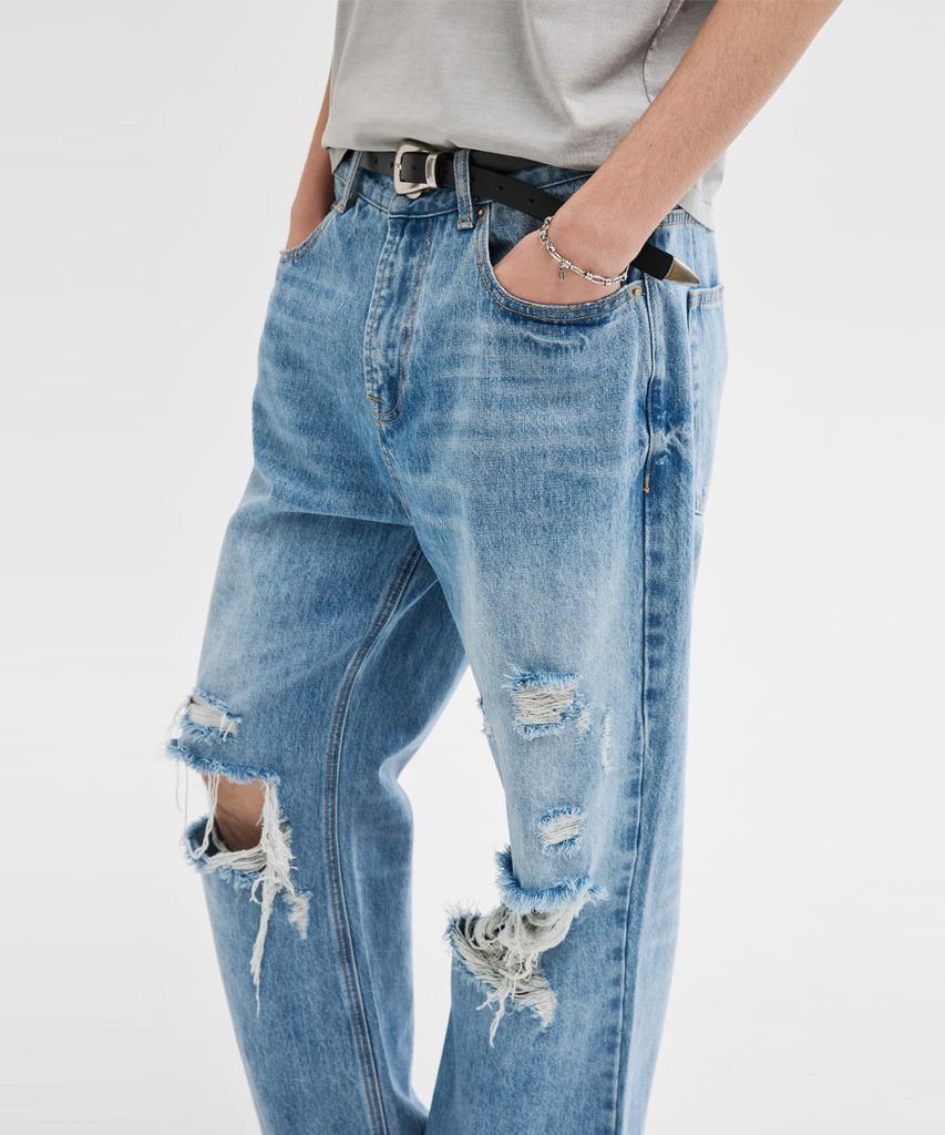 LEIRE Distressed Flare Denim Pants [Light Blue]