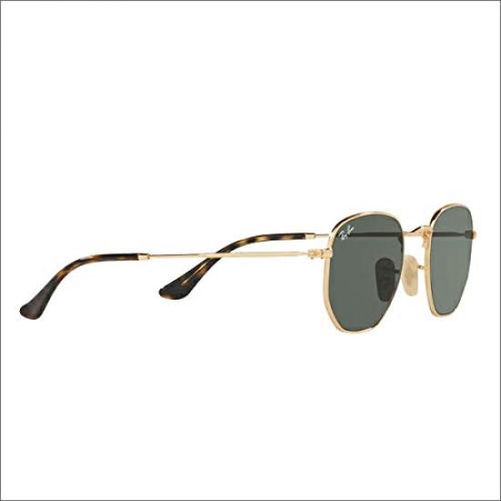 RB3548N 001 51 Authentic Flat Frame Lens Green Classic Ray-Ban Sunglasses, Ray-Ban Sunglasses, HEXAGONAL, Lens, Color Gold, Color G-15