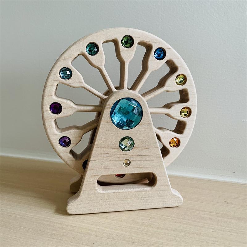 

Rainbow Star Acrylic Gemstone Blocks Ferris Wheel Building Block Stacking Open-end Play Educational Wooden Toys for Children