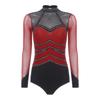 S-XXL Damen Performance Bodysuit: Rhinestone-Netz-Langarm mit Rückenausschnitt & Druckknöpfen im Schritt für Gymnastik, Eiskunstlauf