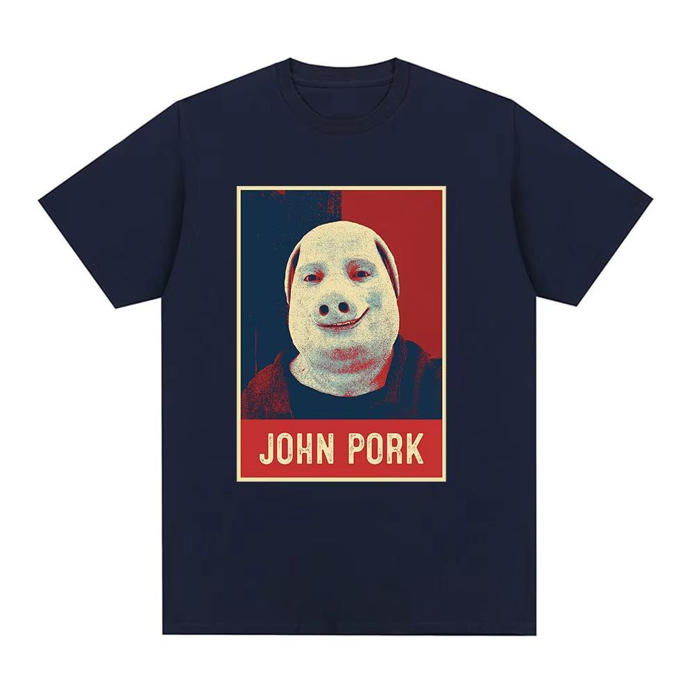 R.I.P John Pork Funny Humor Pig Meme T Shirt Men's Women Fashion Vintage Tops Cotton Oversized Short Sleeve Tee Nostalgic Casual
