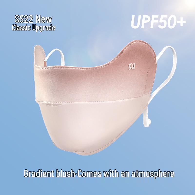 Women's Summer Ice Silk UV Protection Face Mask with Breathable Sunshade and Gradient Blush Design (XKZ42)