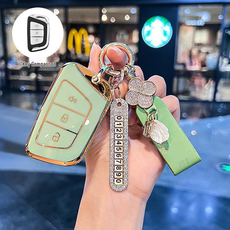 Compatible Car Key Cover for JAC Jiayue A5, X4, X7, iC5, iEVS4/7S, T8 Refine, S4, S7, M6 with Buckle