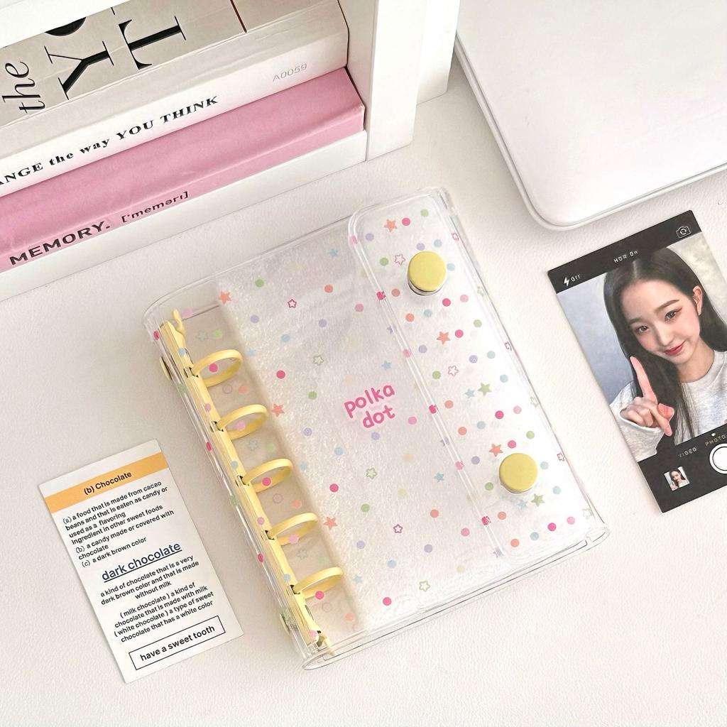 M5 Bow Star Double Buckle Transparent PVC Soft Cover Color Clip Loose Leaf Accessories Diary Notebook Office Supplies