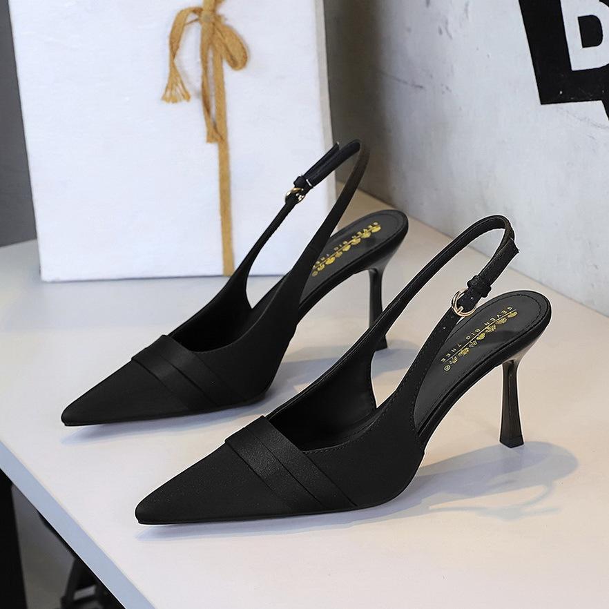 

Модные Сексуальные Фиолетовые Атласные Туфли-Лодочки на Высоком Каблуке для Женщин 2025 Лето Слингбэки Тонкий Каблук Женская Обувь Острый Носок Вечерние Свадебные Туфли 43 чёрный