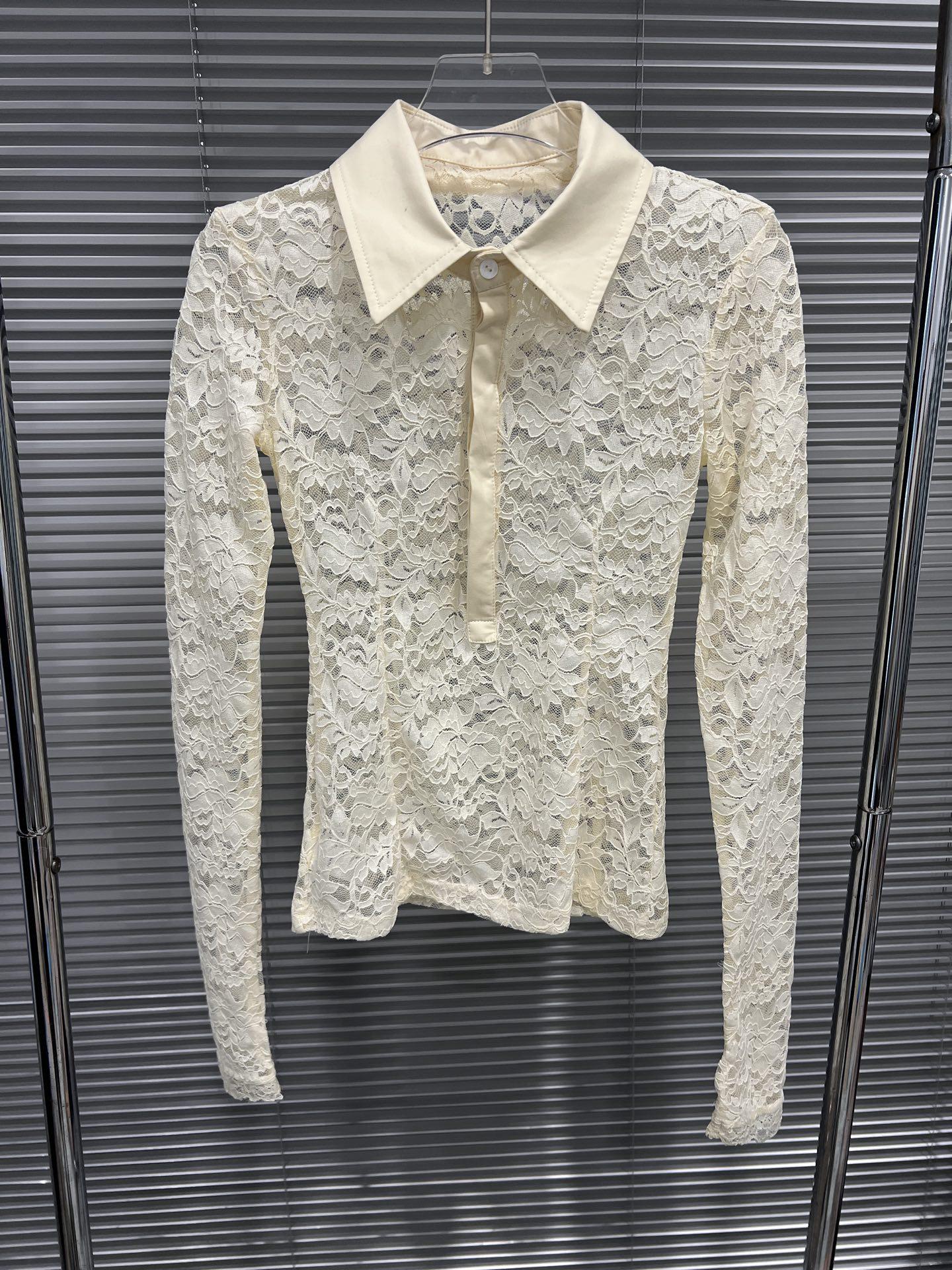 

2025 Autumn/Winter Korean Style Casual Elegant Lace Lapel Shirt Small слоновая кость