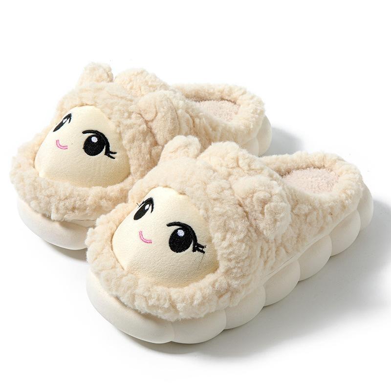 Cartoon Cotton Slippers Women's Autumn and Winter Warm and Comfortable Thick-soled Indoor Household Cute Plush Confinement Shoes