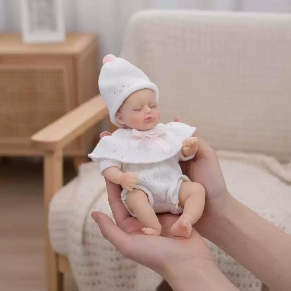 Bambola Bambino in Silicone Completamente Solido da 8 pollici Flessibile Elastica Super Morbida Carina Piccola Dimensioni Squish Silicone Realistica Reborn Bambola Bambino Giocattolo