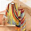 Marble Print Two Piece Outfit Women Long Sleeve Irregular Hem Tunic Top Wide Leg Pants Casual Matching Set