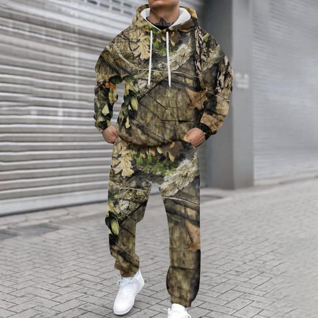 Męska bluza z kapturem z długim rękawem z nadrukiem casualowym i personalizowanym, męski sportowy zestaw dwuczęściowy: bluza i spodnie dresowe