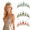 Bride's Crown Colorful Rhinestone Headband Baroque Alloy Crown Wedding Dress and Evening Gown Accessories Hair Ornaments Colorful Diamonds