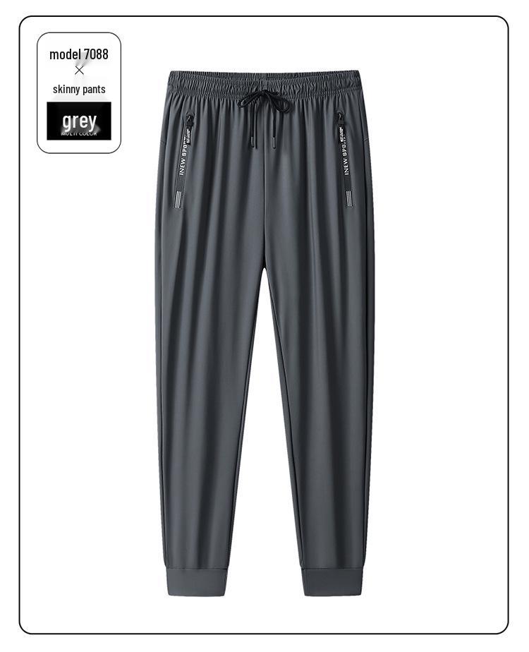 

Мужские летние быстросохнущие повседневные брюки из ледяного шелка: Дышащая, Свободная, С эластичными манжетами Спортивная одежда 2XL【130-150 jin】