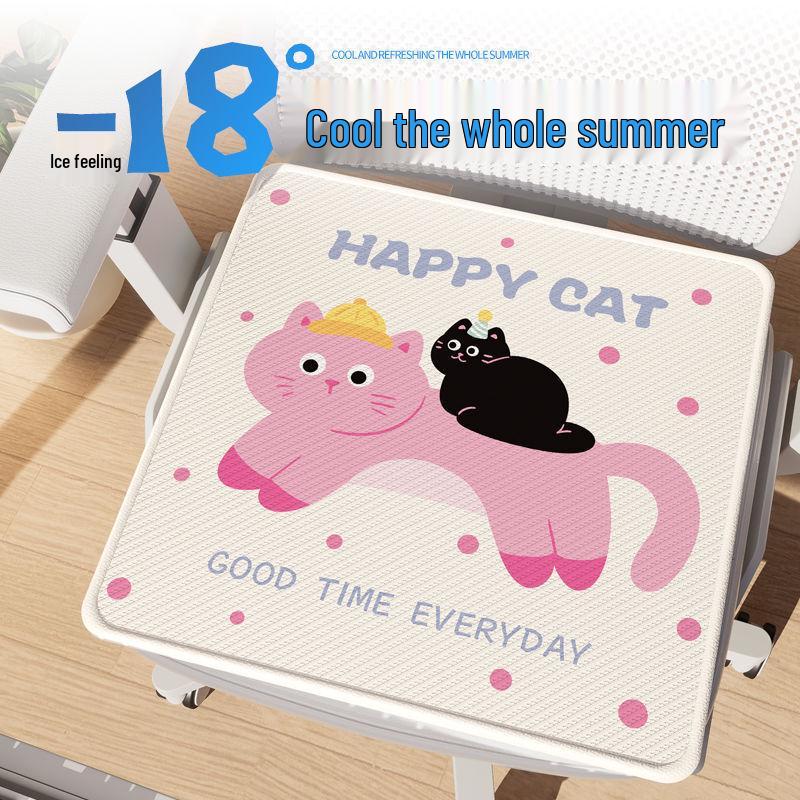 Cartoon Ice Silk Summer Cushion: Breathable Office Chair & Stool Rattan Mat