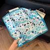 Simulated silk women's small square scarf, Korean cashew nut leopard print small silk scarf, headscarf, four-season scarf, professional scarf.