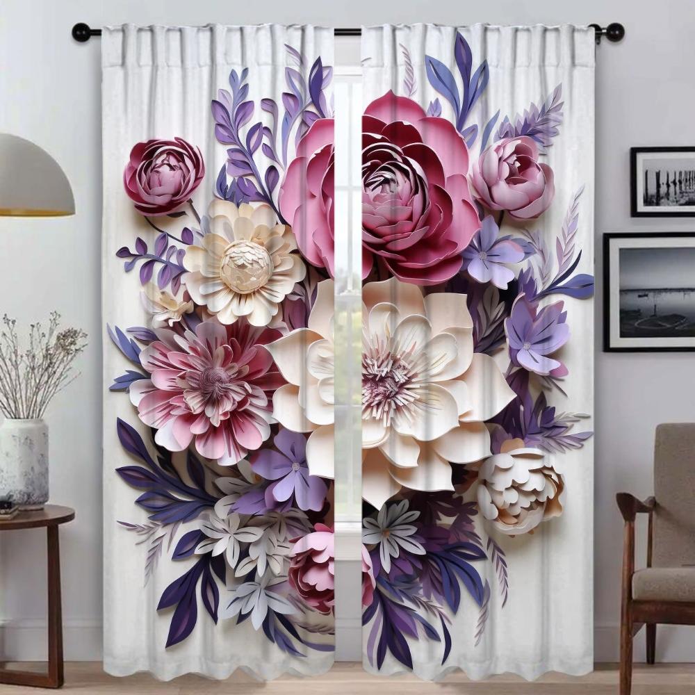 Vorhänge für Wohnzimmer Vorhang für Zimmer 2 Paneele 3D Blume Halloween Dekoration Schattierungen Jalousien Heim-Interieur Vorhänge Raumteiler