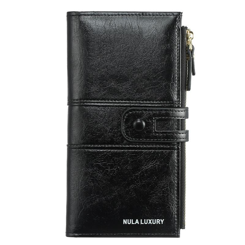 

Women Zipper clutch long ladies wallet coin purse card case holders large-capacity storage bag чёрный