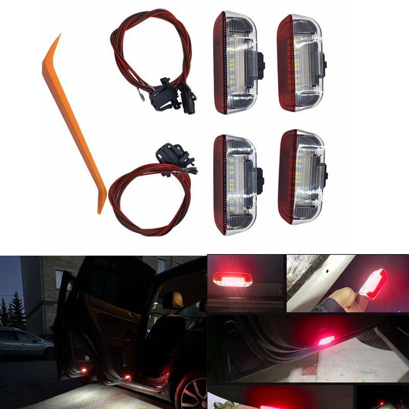 4x PCS White&Red LED Courtesy Door Light for VW EOS Golf&GTi Jetta Passat CC Polo Scirocco Seat Alhanmbra PORSCHE CAYENNE