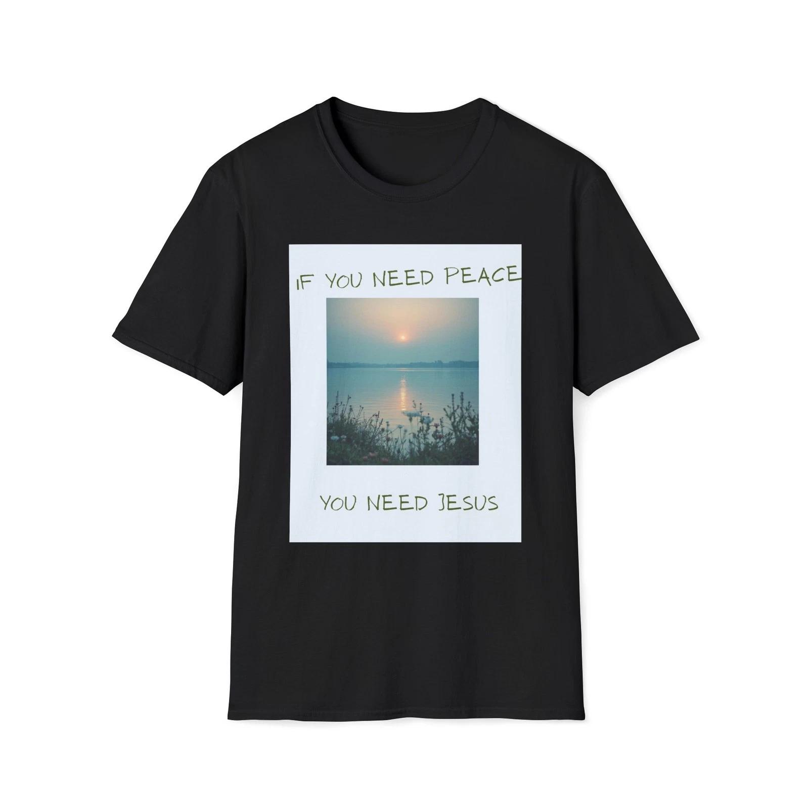 You Need Jesus Sunrise Lake Photo T shirt | Faith Christian Tee S