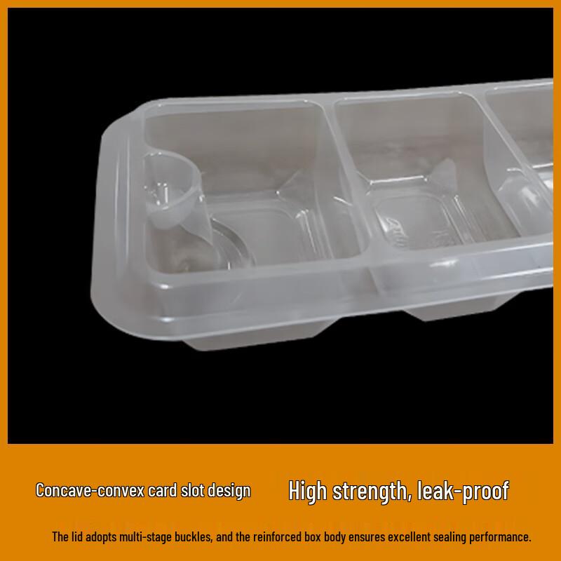 1250ml Square 3-Compartment Lockable Takeaway Container