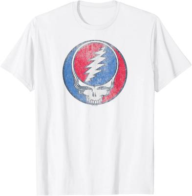 Grateful Dead Distressed Steal Your Face Logo Vintage Band T-Shirt Tops