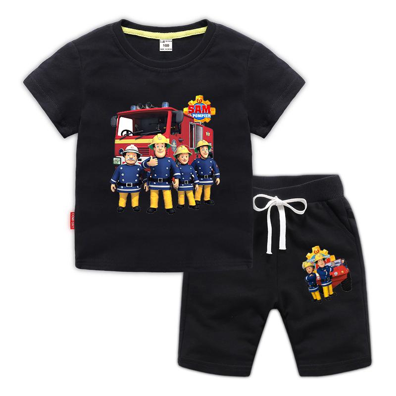 2026 Summer New Children's Cartoon Fireman Sam Printed T-Shirt
