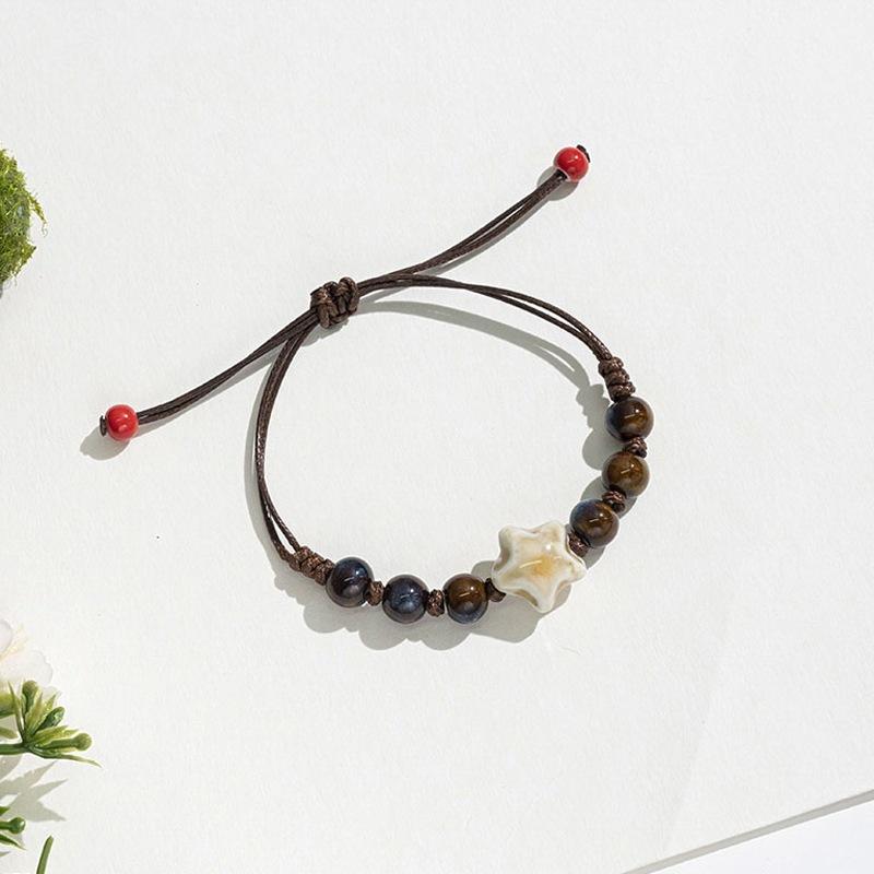 Retro Ethnic Style Ceramic Bracelet - Chinese-style Colorful Porcelain Beads Woven Bracelet