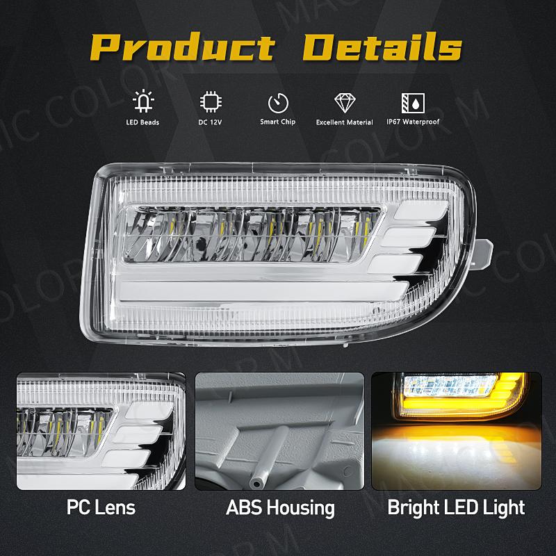LED Fog Lights For Toyota Land Cruiser 100 LC100 UZJ100 FZJ10 1998-2008 Car DRL Turn Signal Daytime Driving Lamp White Yellow