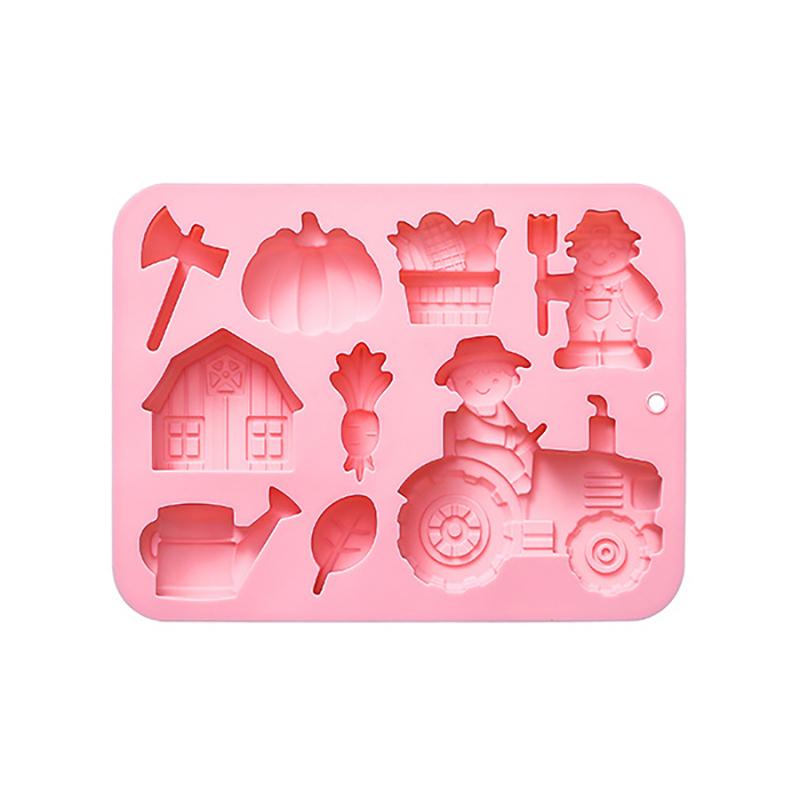 

Силиконовая форма для шоколада с фермерской тематикой: тыква, трактор, топор, лейка, дом, форма для мыла ручной работы, 9 ячеек, форма для мармелада и кубиков льда розовый