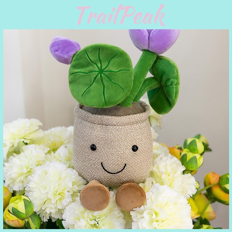 Lotus Creative Cartoon Potted Plant Plush Doll Ornament Home Office Decor Desk