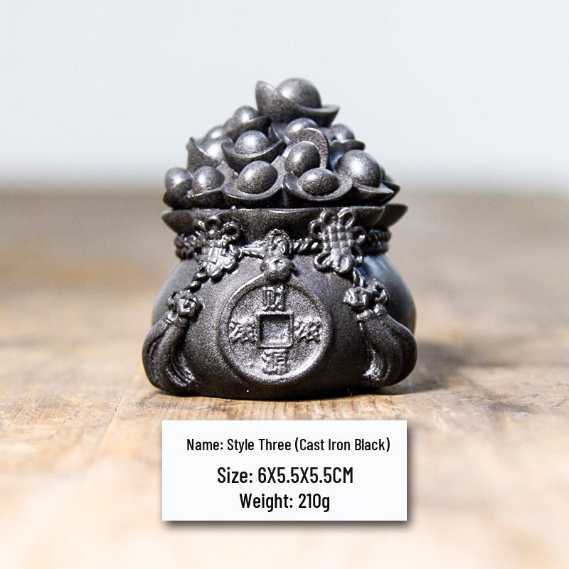 Fortune Yuanbao Treasure Basin Ornament: Retro Desktop Decor for Attracting Wealth