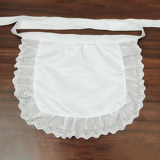 Maid Cosplay Schürze Weiß Rüschen Halbschürze Küchenkostüm Mädchen Taillenschürze für Cosplay Event Kostümparty Themenparty Accessoire