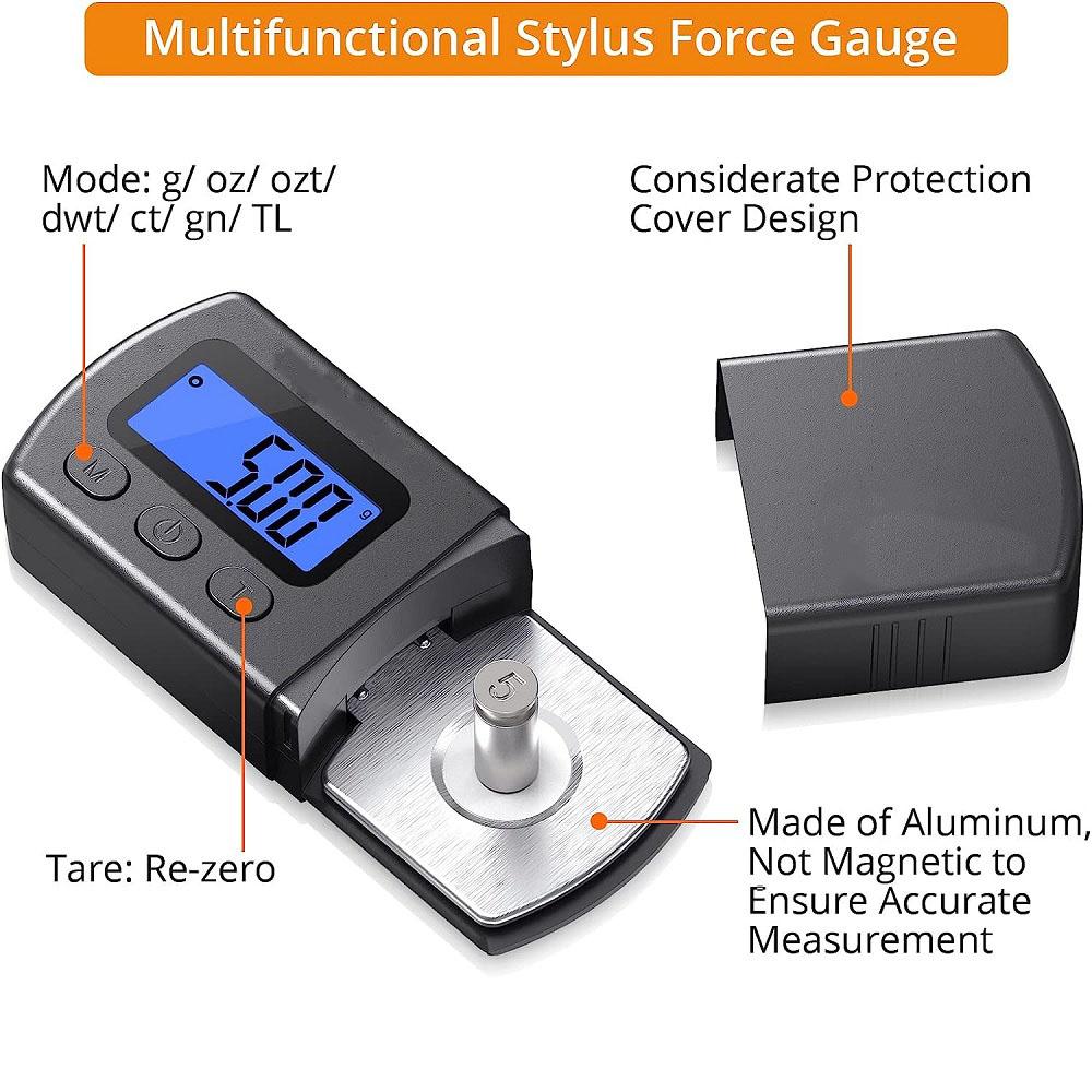 Digital LCD Cartridge Scale Gauge 0.01g/5.00g Turntable Stylus Force Gauge Gray