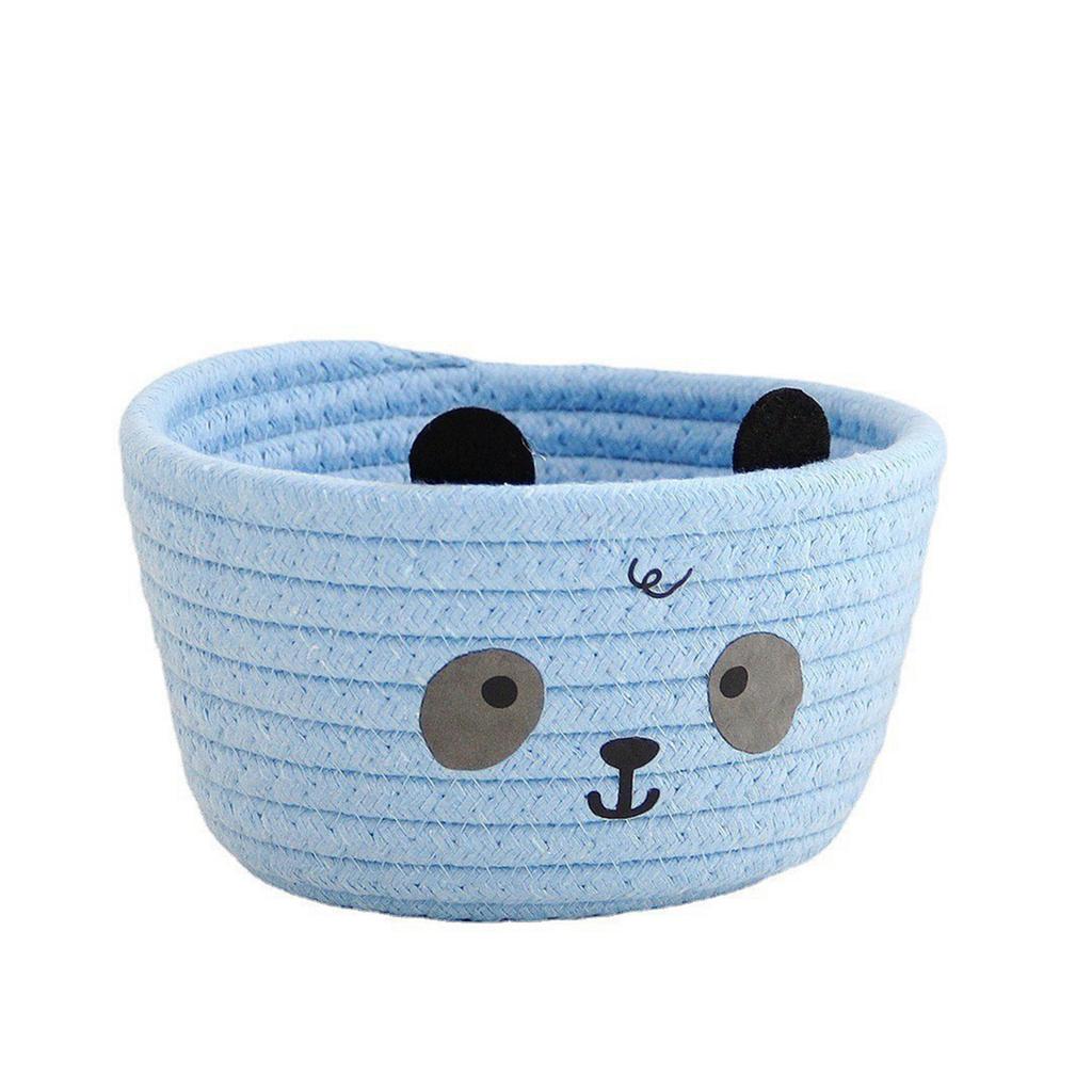 Sturdy Handwoven Cotton Rope Storage Basket with Adorable Pandas Designs Portable for Household Use Organization Items