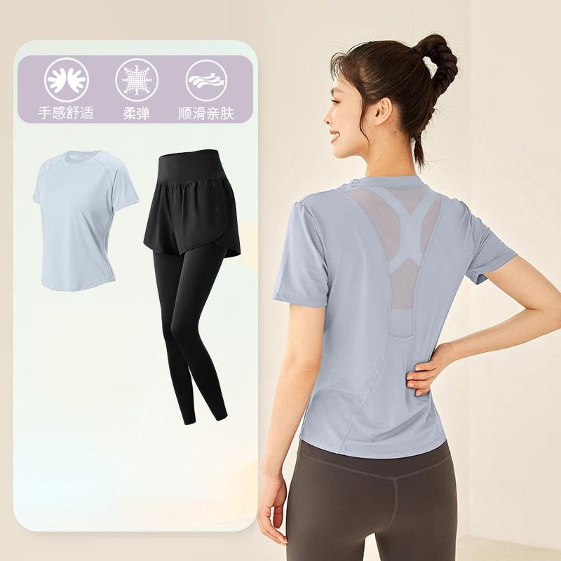 Tennis suit women's short-sleeved training clothes outdoor running quick-drying clothes thin badminton T-shirt fitness clothes