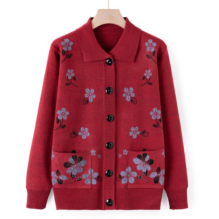 Pull-overs pour femmes d'âge moyen et âgées, vestes fines d'automne pour mères, pulls tricotés décontractés d'automne pour dames âgées et vêtements de grand-mère